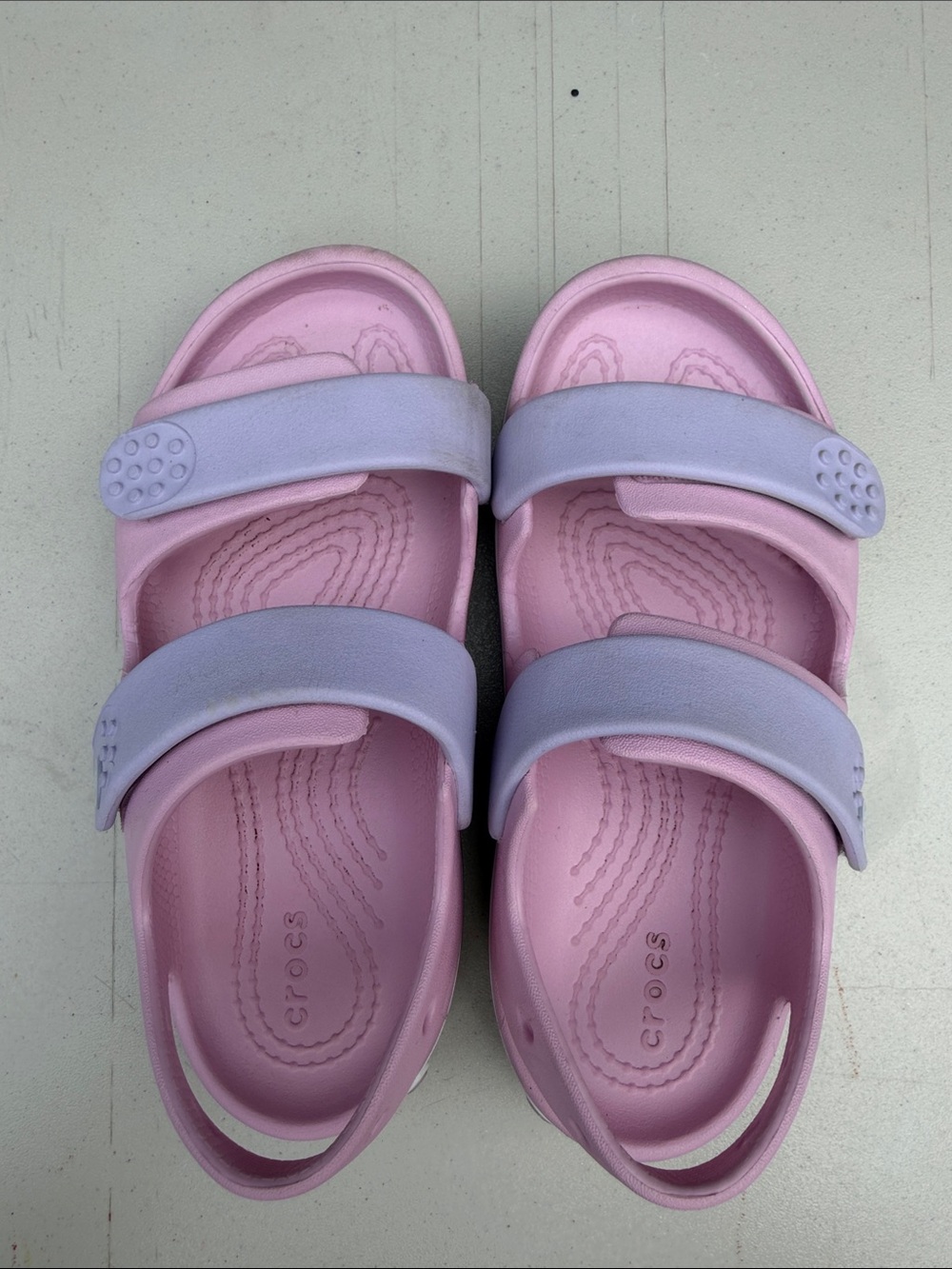 CROCS Kids Pink and Lavender Double-Strap Sandals